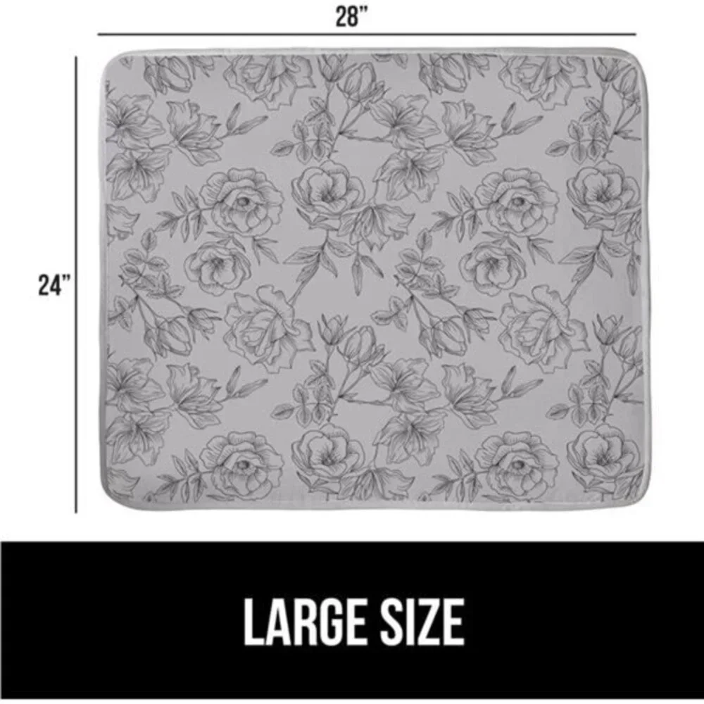 New Portable‎ Ironing Mat, Magnetic Pad, Scorch Resistant, 28x24 Gray Floral